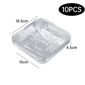 10Pcs Square Oil-Proof Aluminum Foil Tin Box Disposable Air Fryer Food Containers Non-Stick Steaming Basket Kitchen Tool BBQ Pan Tray
