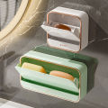 Light Luxury Wall-mounted Soap Dish Punch-free Double Drainage Bathroom Storage Soap Box Shelf. 