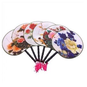 COMPASSION DIOXIDE78CO8 Plastic Classical Round Fan Random Polyester Dance Fan Antique Prop Fan