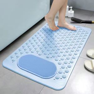 Non Slip Suction bath mat anti slip bathroom floor mat with soft bristles massage quick dry shower mat with hole water drain rubber waterproof absorbent matting anti-bacterial mildew resistant eco-friendly extra long supplies kitchen toilet accessories