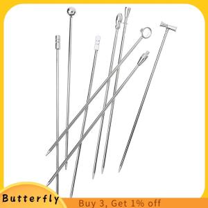 Butterfly 4PCS Stainless Steel Cocktail Sticks Fruit Sticks Reusable Drink Martini Picks