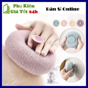 Bông Tắm Xơ Mướp Tạo Bọt Kì Cọ Gét Tẩy Da Chết Có Giác Hút Gắn Tường - Bông Tắm Lưới Tròn Bông Tắm Massage - Mút Tắm Kỳ Gét Tạo Bọt