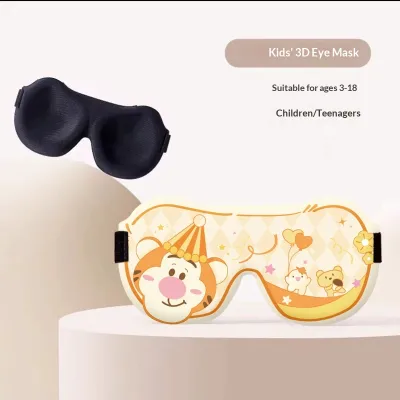 TUmama Mặt nạ mắt ngủ 3D cho trẻ em với thiết kế hoạt hình dành cho trẻ em và thanh thiếu niên chống mệt mỏi và cản sáng