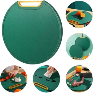 BUY 1 TAKE 1 City Goods Plastic Cutting Board Non-slip Round HDPE Chopping Board for Meat Vegetable Easy Grip Handle