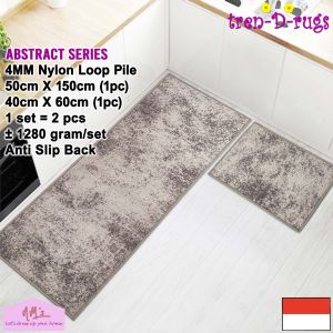 Tren-D-rugs Keset kaki motif abstrak modern alas dapur panjang lantai anti slip 1 set isi 2pcs - NMs