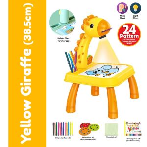 Children LED Painting Projector Toy Art Drawing Board Table Desk Educational Drawing Pad for Kids Learning Drawing Table Toy Light Music