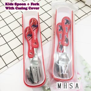 ✅Stainless Steel Spoon Fork Cutlery with Hygiene Casing Case Budak Sudu Travel Set KUROMI Spiderman  ZC668 ZC BIG