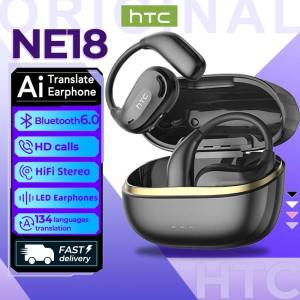 HTC NE18 Al Smart Real-Time Translation Wireless Earphones Bluetooth 6.0 With Business Earbuds with Mic Waterproof IPX5