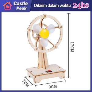 Kipas Angin Elektrik DIY Mainan Aksesori Sains Kipas Surya Mini Kit Model DIY Mainan Edukasi Fisika Siswa Kayu untuk Bayi Anak-anak