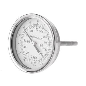 Home Brewing Thermometer Stainless Steel Celsius Fahrenheit Water Distilling Temperature Gauge Bimetal 1/2 NPT 2Stem
