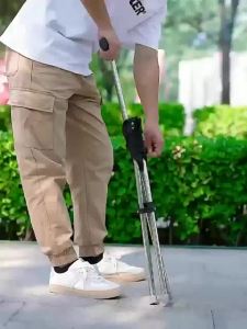 Tongkat Jalan Kursi Lipat 2in1 Stainless Portable Cane Chair 130kg Kuat untuk Lansia Dewasa
