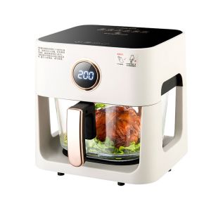 【Local Stock】Air Fryer 5L Digital Screen Touch Cntrol Infrared Penetration 60min Timer Oil-free Dehydration Baking Transparent Glass Liner Multi Purpose