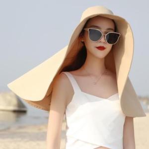 Mũ trùm chống nắng thời trang rộng vành che vai gáy chất vải chống tia UV UPF50+ có khe buộc tóc - Lovely Gift 4U