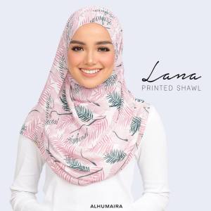Alhumaira Lana Printed Shawl high quality pearl chiffon from korea soft flowy and easy to shape long shawl with floral & abstract pattern muslimah beautiful graceful & sweet