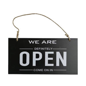 Rectangular Black Wooden Double Sided Open Closed Hanging Sign Decorative For Store Business