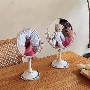 (Size lớn) Gương trang điểm để bàn 2 mặt nhựa trắng decor trang trí phòng