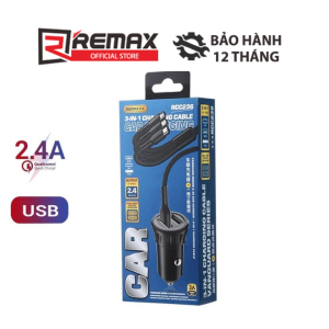 Bộ sạc xe hơi tích hợp cáp 3 in 1 Remax RCC236 max 2.4A