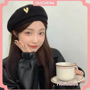 GUCHEN4🎀 Cotton Phụ Nữ Mũ Berets Mùa Đông Mũ Cổ Điển Pháp Sọc Trên Mũ Quân Đội Mũ Họa Sĩ Mùa Thu Mùa Đông Đường Phố Hình Bát Giác Mũ Beret