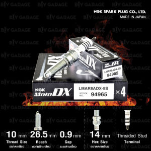 NGK หัวเทียน MotoDX ขั้ว Ruthenium【LMAR8ADX-9S】1 หัว ใช้สำหรับ XMAX300 / Forza300 / Forza350 / PCX160 [ อัพเกรด LMAR8A-9 ] - Made in Japan