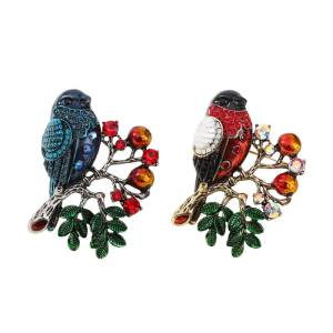 Stylish Alloy Bird Pin Adorned With Glittering Rhinestones Decorative Animal Brooch For Coats Blouses Accessories