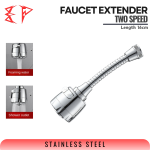 Sambungan Kran Air 2 Mode 16cm Faucet Extender Wastafel Flexible Two Speed Stainless Steel Keran Kamar Mandi Dapur Cuci Piring