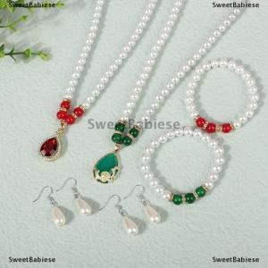 [COD] SweetBabiese Thời Trang Cổ Điển Trang Sức Ngọc Trai Set Cho Phụ Nữ Vòng Cổ Bông Tai Vòng Đeo Tay Set Wedding Party Jewelry Món Quà Pendientes