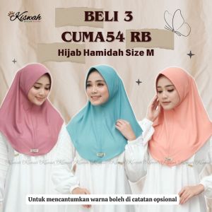 Kiswah - Paket Hemat Hijab Instan Hamidah Size M Bebas Pilih Warna Kerudung Instan Jersey Panjang Muslim Sekolah Variasi Bergo Casual Nyaman Simple Pad Tebal
