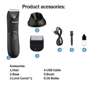 Kemei 6 In 1 Electric Rechargeable Men Wireless Hair Trimmer Set Clipper Razor Shaver KM-600