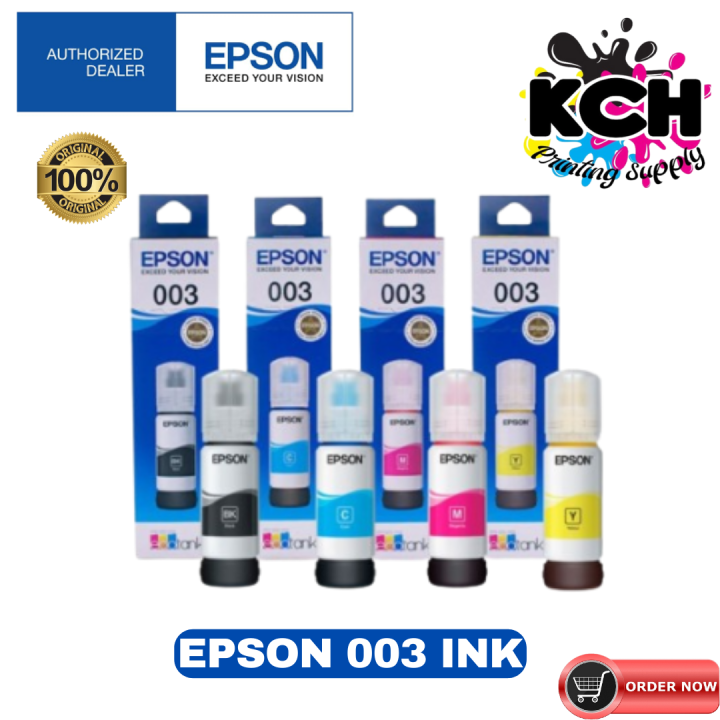 100% ORIGINAL GENUINE Epson 003 Inks 65ml for Printer (Epson L3110 ...