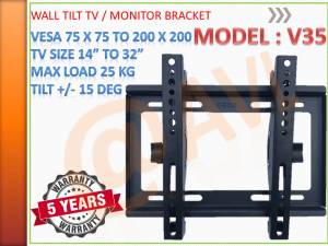 AVL V35 for TV monitor 14" to 32" C45 for TV 32" to 55"  VESA 100 x 100 to 400 x 400  C55 42" to 70" ( 75" )  75 x 75 to 600 x 400 Tilt Fix mounted TV bracket  Max load 55 Kg   Heavy Duty  LOCAL SINAGPORE STOCK !!  FAST DELIVERY