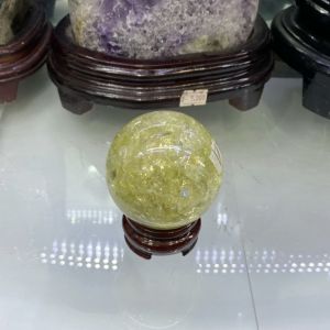 Quả cầu thạch anh vàng phong thủy đá thạch anh đá phong thủy