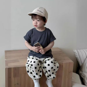 Childrens Summer Clothes Baby Short Sleeve T T-shirt and anti-mosquito pants set summer style Korean version childrens clothing baby anti-mosquito pants A Similar to thin