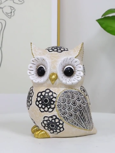 Họa tiết hoa Owl bức tượng bức tượng trang trí văn phòng nhà cửa nhựa Tượng điêu khắc hình động vật cho giá sách và giá đỡ TV trang trí
