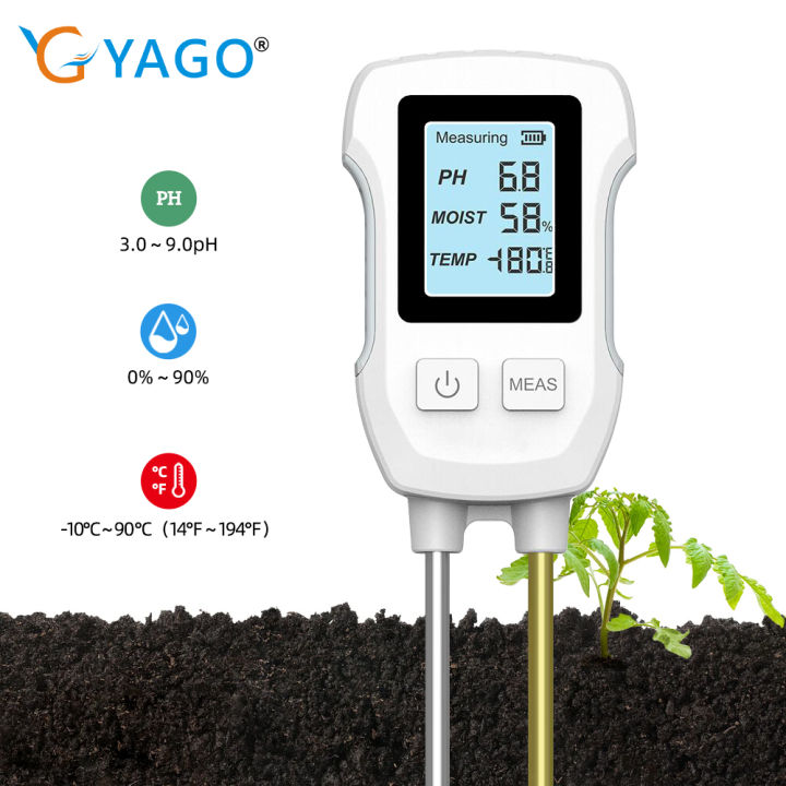 RCYAGO Double Probe Soil Detector High-Precision PH Digital Display ...