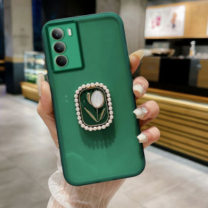 Phone Case Realme 14x Realme 13 Pro Realme 13+ Realme13 5G New 2024 with Camera Lens Protect Film and Cute Pearl Tulip Shape Phone Holder Transparent Soft Casing Realme 14x 5G Cover Case