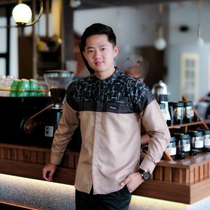 Baju Koko Elrumi Lengan Panjang Motif Senopati Terlaris Warna Abu Bisa COD