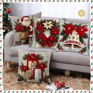 Pillow Protective Decoration Production Level Pillow Case Christmas Variety of Colors 4pcs Plush Bells