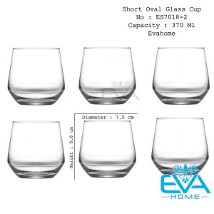 Combo 12 Ly Thuỷ Tinh Uống Nước Oval Gồm 6 Ly Oval Lùn 370 Ml ES7018-2 Và 3 Ly Oval Lỡ 390ML ES7018-1