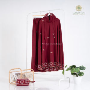 Arruzhan Mukena Premium Bordir Floral Kimia Poliester Mewah Ukuran Jumbo