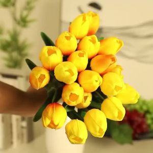 1Bundle Tulip Artificial Flower Real Touch Fake Flower Bouquet For MotherS Day Gift Wedding Party Suppiles Flowers Home Garen Decoration