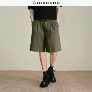 Giordano Men Pleated elastic waist woven label shorts Free Shipping 18106706