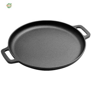 30cm Iron Skillet Pan with Dual Handles Round Griddle For Crepes And Pizza Pancake Pizza Pan Kitchen Cooking Pot [Winnereco World]