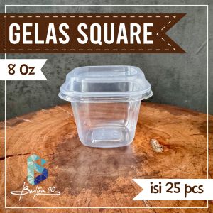cup thinwall square cup gelas kotak Cup Dessert 8 12 16  oz gelas square+ tutup isi 25 pcs