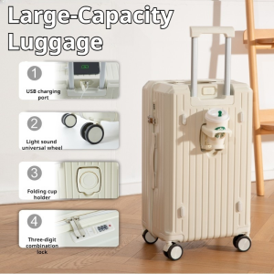 20/24 Inch Trolley Suitcase USB Charging Port Large-capacity Luggage Sturdy Durable With Aluminum Frame 360°silent Universal Wheel