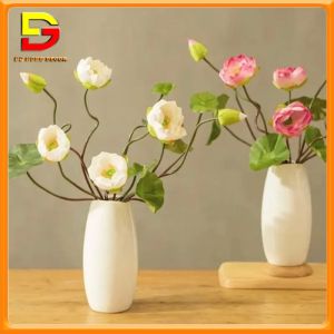 Hoa Lụa Bình Hoa Sen Lụa Cao Cấp Giống Thật Trang Trí Nhà Cửa Để Bàn Sang Trọng DG-414