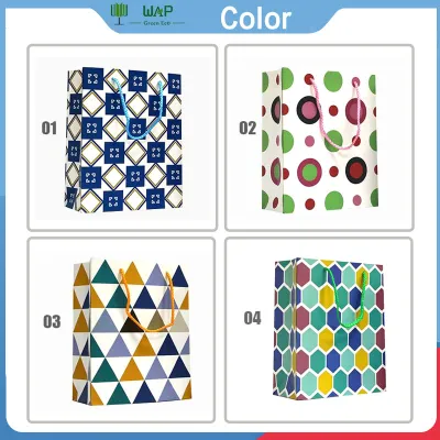 WAP 12pcs Paper Bag Geometric Graphic Design Loot Bags Birthday Wedding Gift Wrapper
