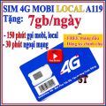 Sim Local Mobifone Data tốc độ cao tăng lên 7GB/ngày, 210GB/tháng - Free gọi thoại, Free tháng đầu GÓI A119 - BẢO HÀNH 1 ĐỔI 1 từ MƯỜNG THANH ROYAL - FREESHIP - CHƯA KÍCH HOẠT. 