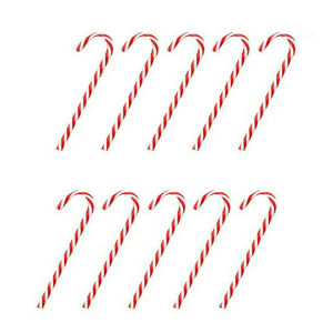 【On Sale】10Pcs Christmas Canes Christmas Tree Decoration 15cm Acrylic Candy Canes New Year Hanging Crutch Pendant Decor Ornaments