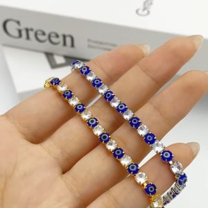 Evil Eye Zircon Geometric Bracelet Rhinestone Lucky Blue Eyes Charm Bracelet Lucky Evil Eye Bracelet for Men and Women Fahion Devils Eye Couple Design with Zircon Jewelry