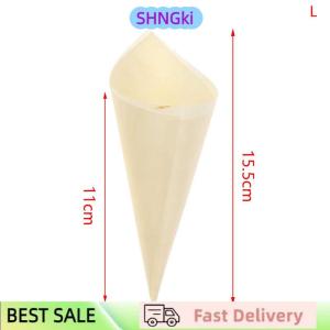 SHNGki 50pcs Disposable Wood Appetizer Cones Ice Cream Cone Cups Party Candy Cones